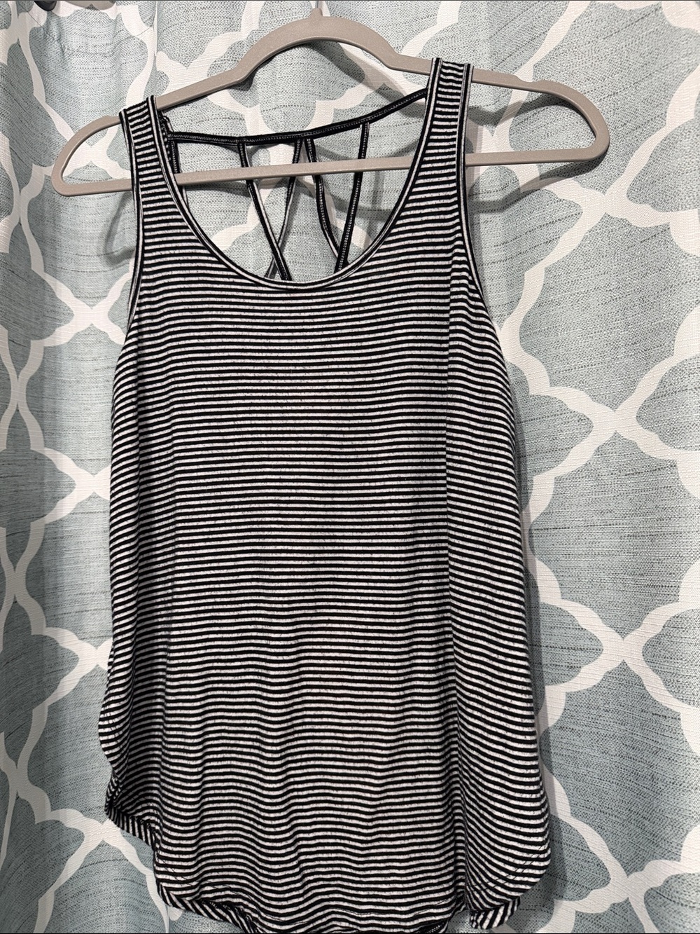 Hollister Black & White Striped Tank with Crisscross Back